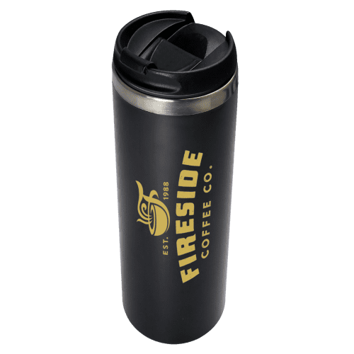 Custom branded Thermal Steel Travel Mugs in black from Total Merchandise