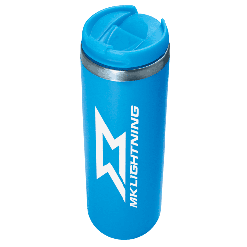 Custom printed Thermal Steel Travel Mugs in blue from Total Merchandise
