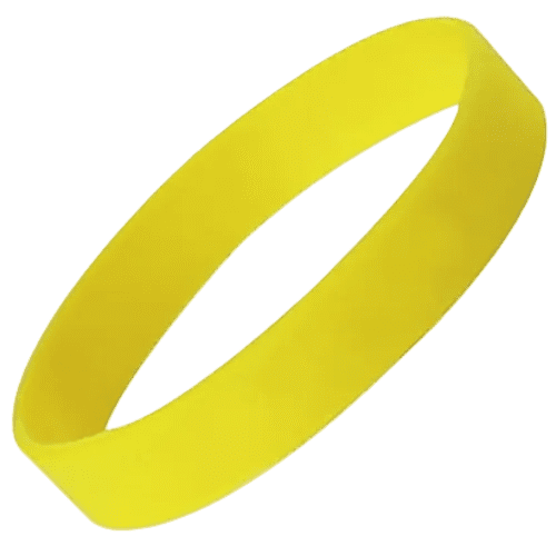 Debossed Silicone Wristbands in Process Yellow
