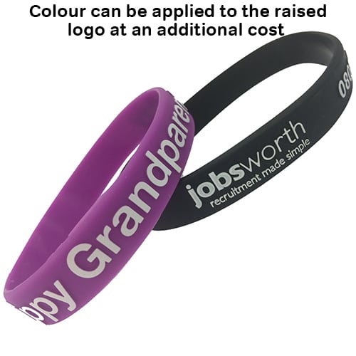 Custom Embossed Silicone Wristbands with added colour from Total Merchandise