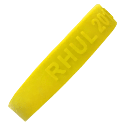 Embossed Silicone Wristbands in Process Yellow