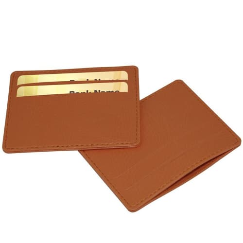 Custom Printed Slimline Credit Card Case with a design from Total Merchandise - Chestnut Brown