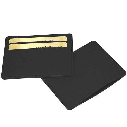 Custom Branded Slimline Credit Card Case with a printed design from Total Merchandise - Black
