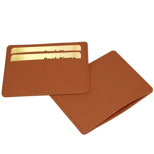 Custom Printed Slimline Credit Card Case with a design from Total Merchandise - Chestnut Brown