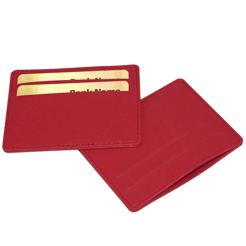 Logo Branded Slimline Credit Card Case with a design from Total Merchandise - Deep Red