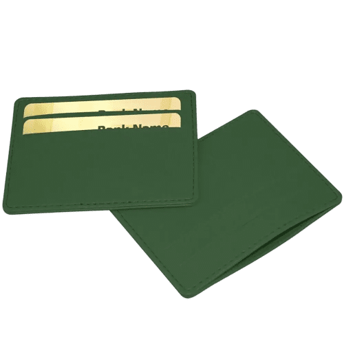 Custom printed Slimline Credit Card Case with a printed design from Total Merchandise - Mid Green