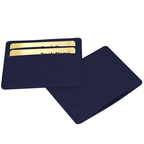 Custom branded Slimline Credit Card Case with a design from Total Merchandise - Navy Blue