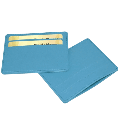 Custom branded Slimline Credit Card Case with a design from Total Merchandise - Sky Blue