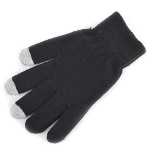 Promotional Smart Touch Screen Gloves in Black which you can customise with an embroidered design