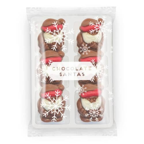 Branded Flow Wrapped Milk Chocolate Santa Trays