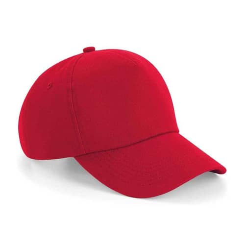 Customisable Beechfield Authentic 5 Panel Caps in Classic Red from Total Merchandise