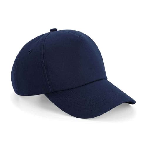 Logo branded Beechfield Authentic 5 Panel Caps in French Navy from Total Merchandise