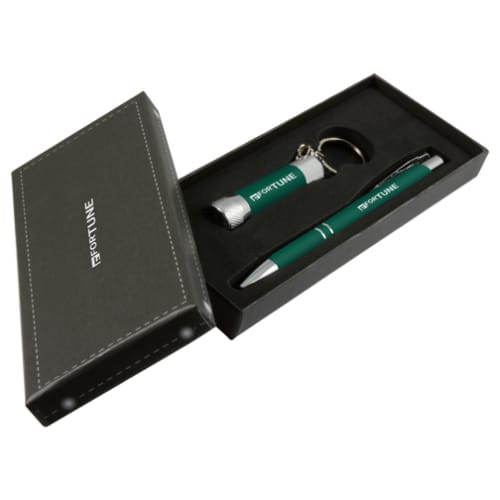 Green Promotional Pen And Torch Gift Sets