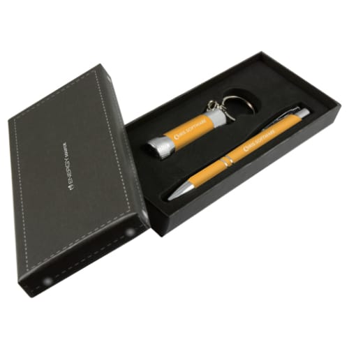 Yellow Promotional Pen And Torch Gift Sets