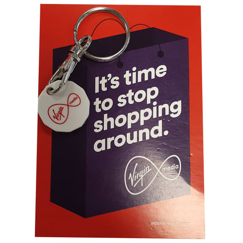 Promotional Recycled Plastic Trolley Coin with Backing Card