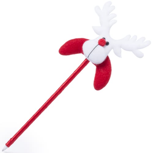 Promotional Christmas Pens with Reindeer Topper Printed with a Logo by Total Merchandise