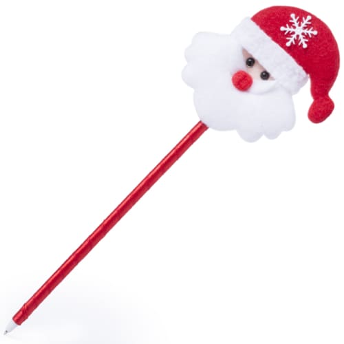 Custom Printed Christmas Pens with Father Christmas Topper Branded with a Logo by Total Merchandise