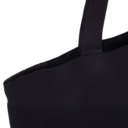 Close up of our strong 8oz Black Canvas Tote Bags win black from Total Merchandise