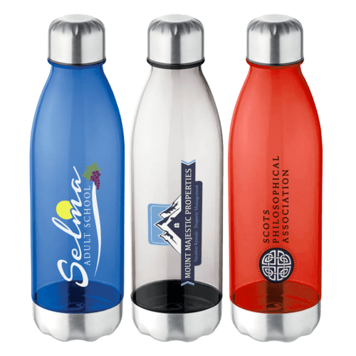 Promotional 750ml Hydrate Tritan Plastic Bottles with spot coloured labels from Total Merchandise