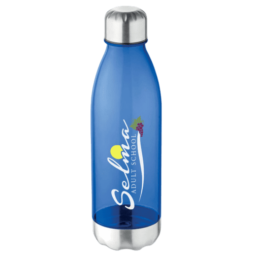 Promotional blue 750ml Hydrate Tritan Plastic Bottle with spot colour label from Total Merchandise