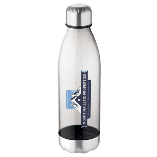 Bespoke clear 750ml Hydrate Tritan Plastic Bottle with spot colour label from Total Merchandise