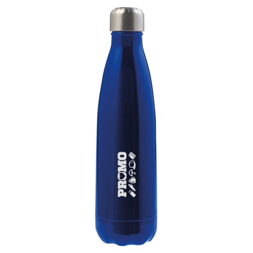 Custom Double Walled Metal Bottles available in blue from Total Merchandise