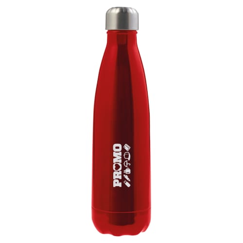 Promotional Double Walled Metal Bottles available in red from Total Merchandise