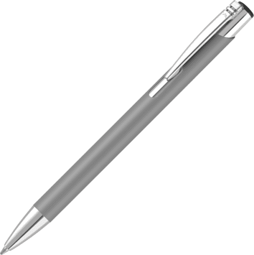 UK Printed Mood® Soft Feel Metal Ballpens in Grey from Total Merchandise