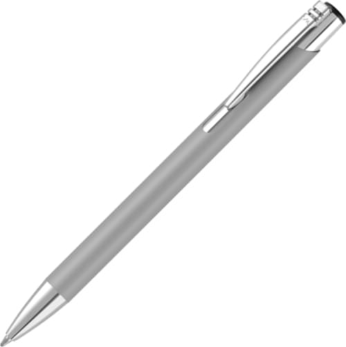 UK Printed Mood® Soft Touch Metal Pen in Silver from Total Merchandise