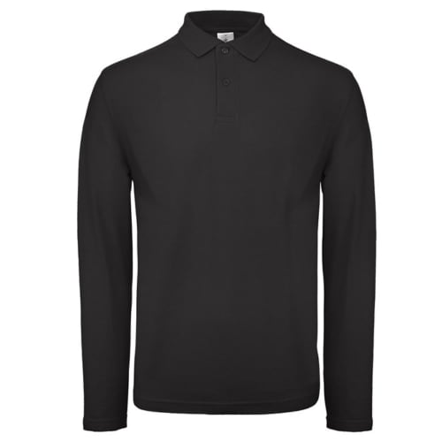 Custom Branded B & C Long Sleeve Polo Shirt in Heather Black from Total Merchandise