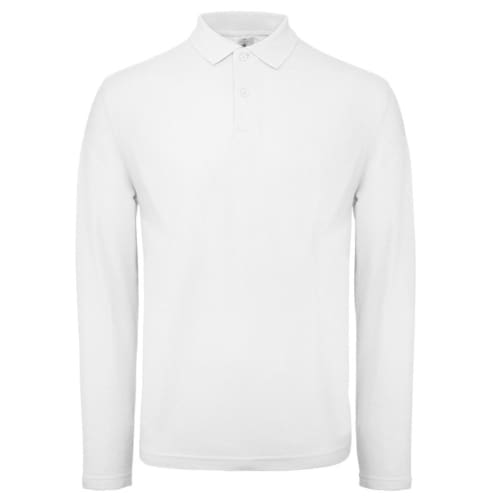 Promotional B & C Long Sleeve Polo Shirt in Heather White from Total Merchandise