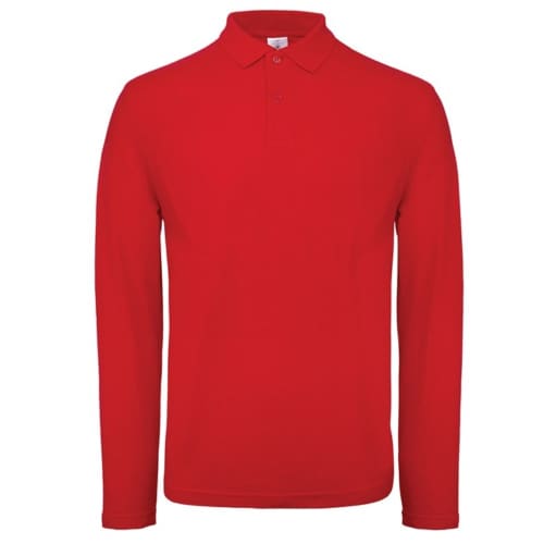 Personalisable B & C Long Sleeve Polo Shirt in Heather Red from Total Merchandise