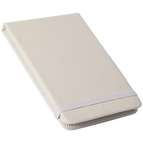 Promotional Flip Cover Notebook in white printed with your logo by Total Merchandise