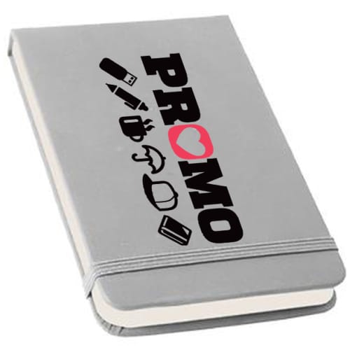 Promotional Flip Cover Notebook in silver printed with your logo by Total Merchandise