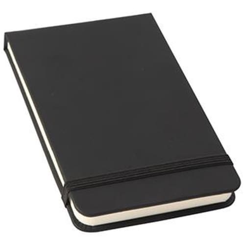 Promotional Flip Cover Notebook in black printed with your logo by Total Merchandise