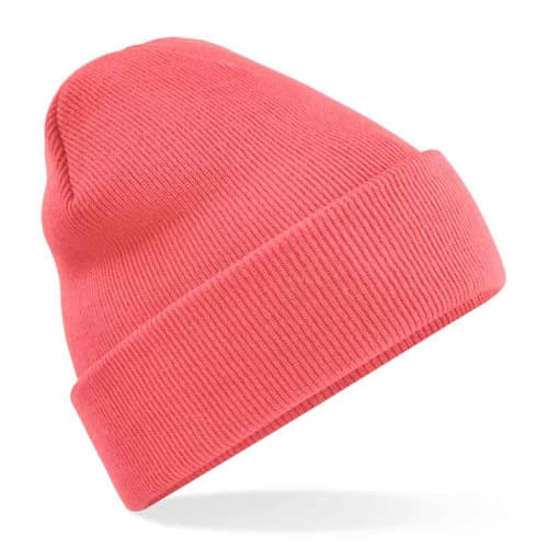 UK Branded Beechfield Original Cuffed Beanies in Coral from Total Merchandise