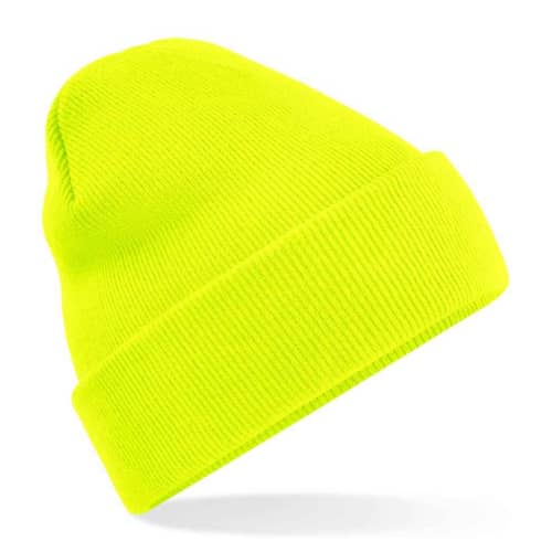 UK Branded Beechfield Original Cuffed Beanies in Fluorescent Yellow from Total Merchandise