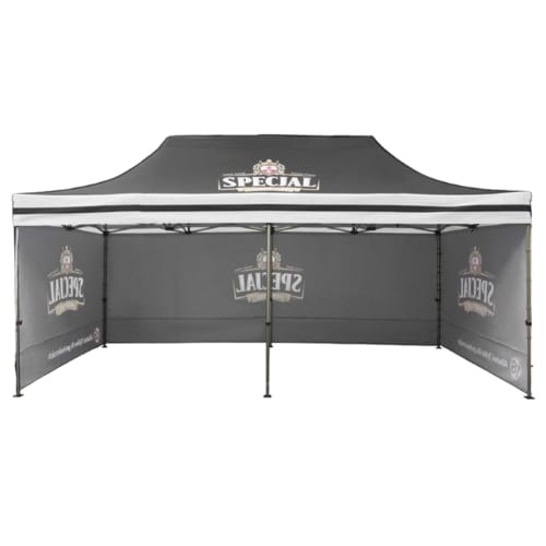 Custom 6x3m Gazebo with Walls and full colour printed with a company design from Total Merchandise