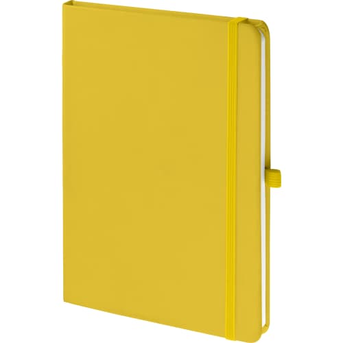 Logo Printed A5 Mood® Soft Touch Notebooks in Yellow from Total Merchandise