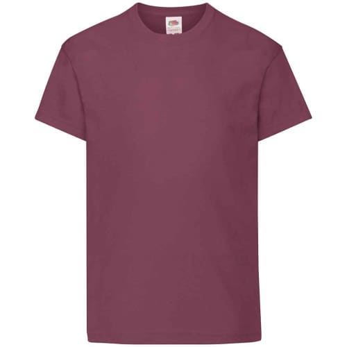 Logo-printed Fruit of the Loom Original Kids T-Shirts in Burgundy from Total Merchandise