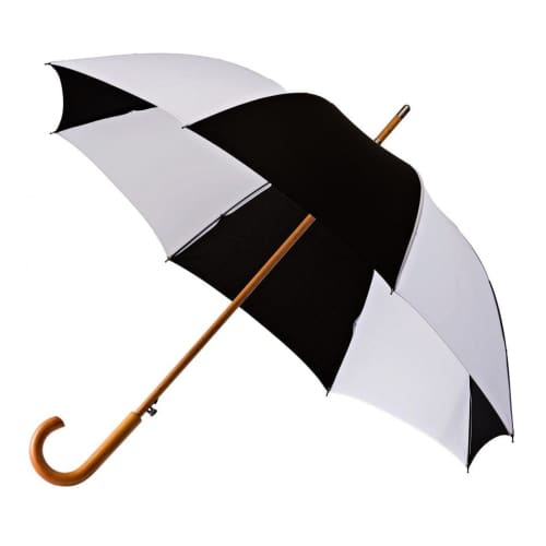 Branded Executive Woodcrook Umbrella in Black/White printed with your logo from Total Merchandise