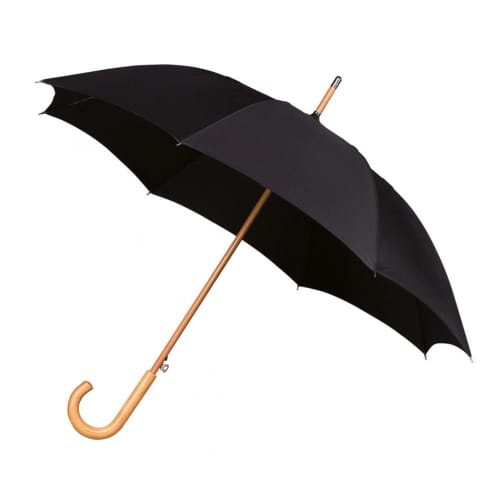 Logo printed Executive Woodcrook Umbrella in Black printed with your logo from Total Merchandise