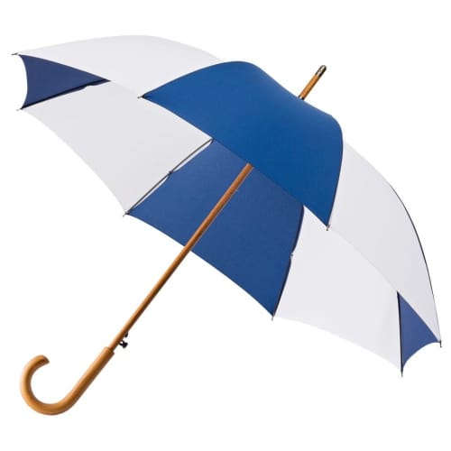 Printed Executive Woodcrook Umbrella in Navy/White printed with your logo from Total Merchandise