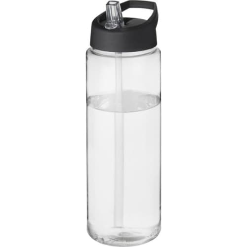 Time to Drink Water Bottle with Straw in Transparent/Black