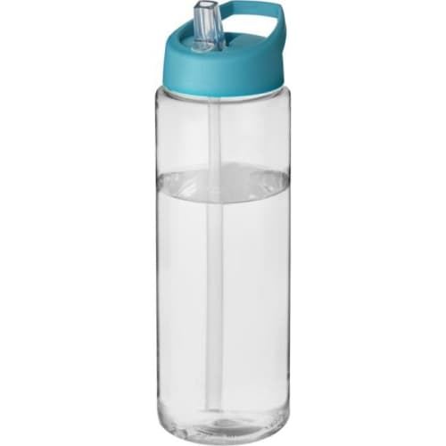 Time to Drink Water Bottle with Straw in Transparent/Aqua Blue