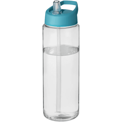Time to Drink Water Bottle with Straw in Transparent/Aqua Blue