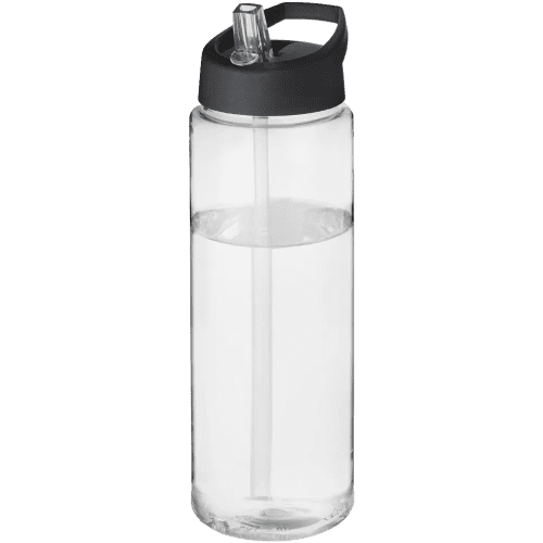 Time to Drink Water Bottle with Straw in Transparent/Black