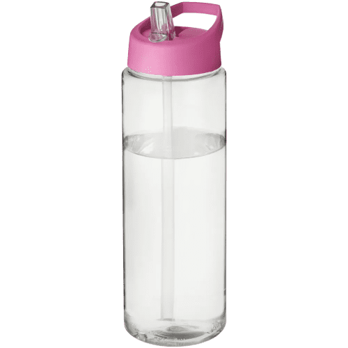 Time to Drink Water Bottle with Straw in Transparent/Pink