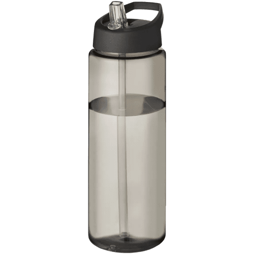 Time to Drink Water Bottle with Straw in Transparent Black/Black