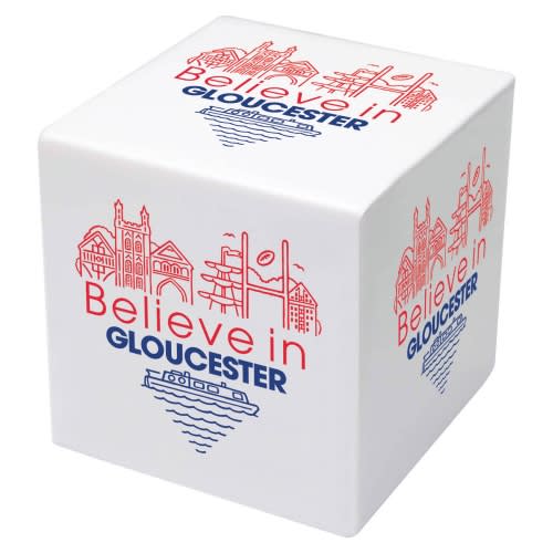 Personalisable Small Stress Cubes in White branded with your logo from Total Merchandise
